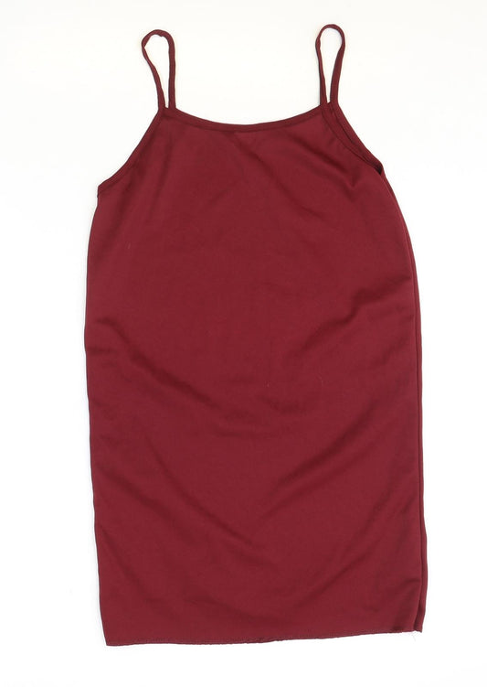 Boohoo Womens Red Polyester Slip Dress Size 4 Scoop Neck Pullover