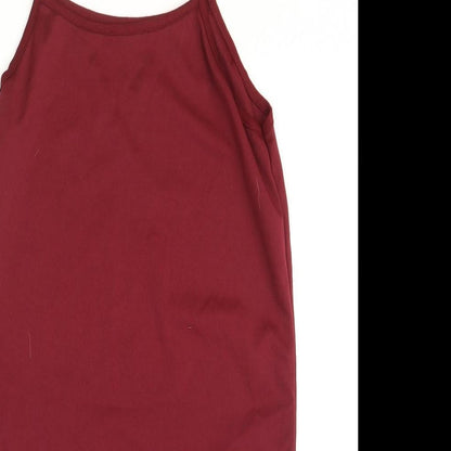 Boohoo Womens Red Polyester Slip Dress Size 4 Scoop Neck Pullover