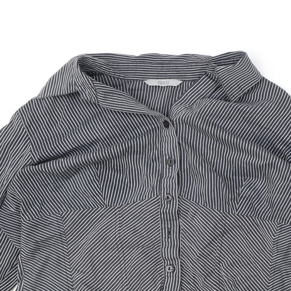 Womens UK Size 14 Marks and Spencer Black Basic Button-Up