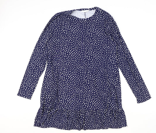 Primark Womens Blue Geometric Polyester A-Line Size M Round Neck Pullover - Drom hem