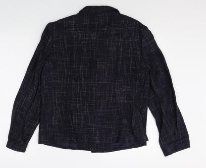 Marks and Spencer Womens Blue Geometric Linen Jacket Blazer Size 14
