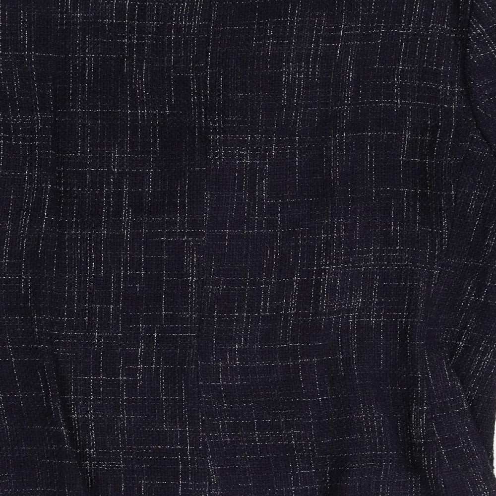 Marks and Spencer Womens Blue Geometric Linen Jacket Blazer Size 14