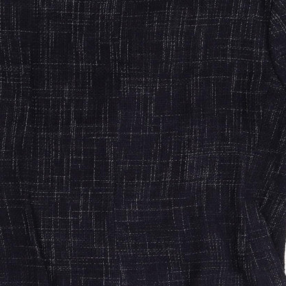 Marks and Spencer Womens Blue Geometric Linen Jacket Blazer Size 14
