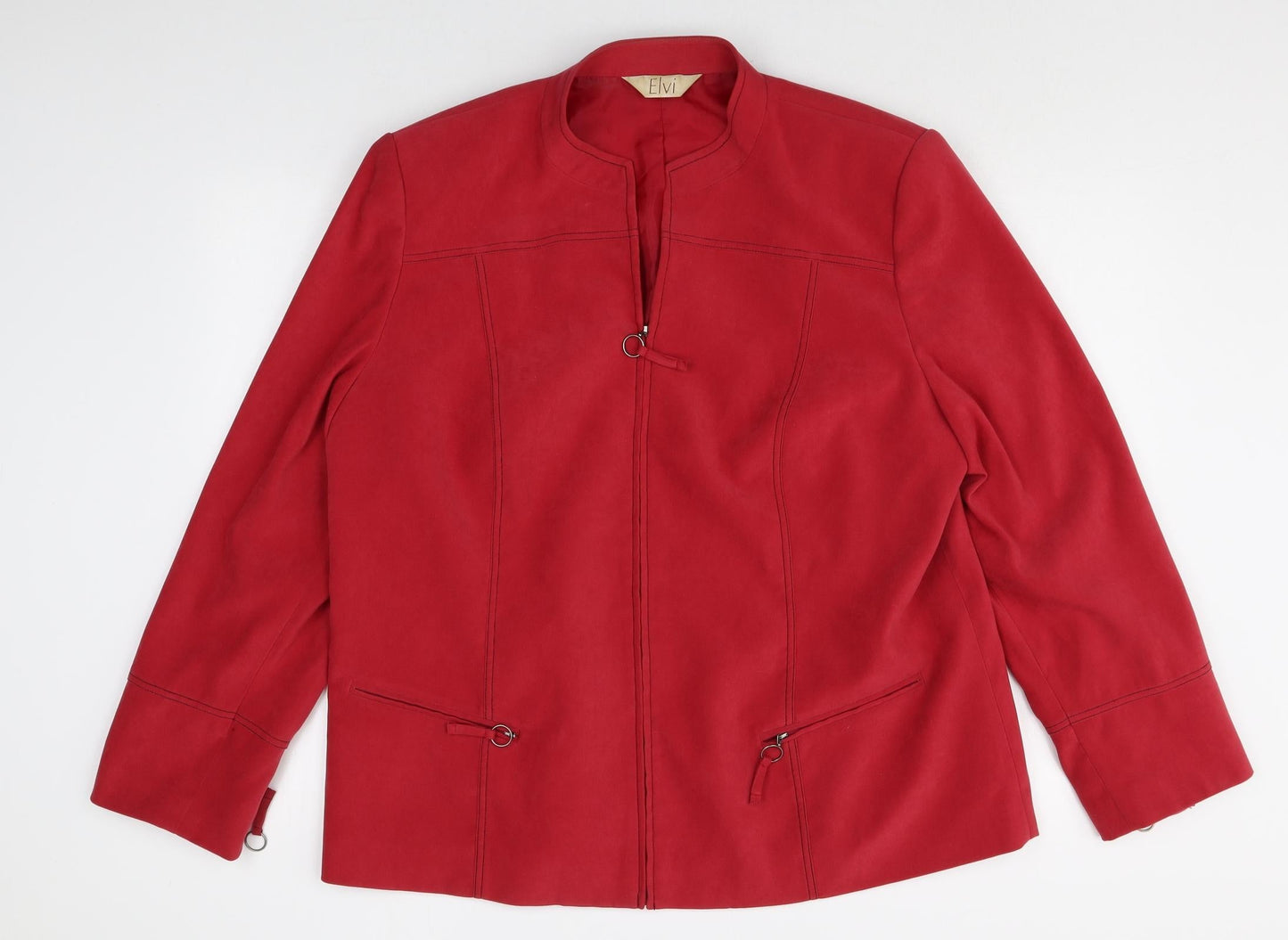 ELVI Womens Red Jacket Size 14 Zip