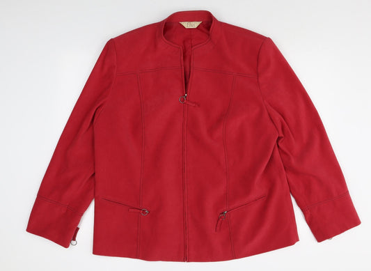 ELVI Womens Red Jacket Size 14 Zip