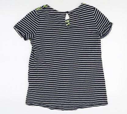 TU Womens Multicoloured Striped 100% Cotton Basic T-Shirt Size 8 Round Neck
