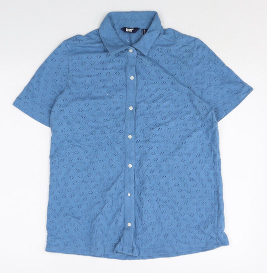 Lands' End Mens Blue Cotton Polo Size S Collared Button