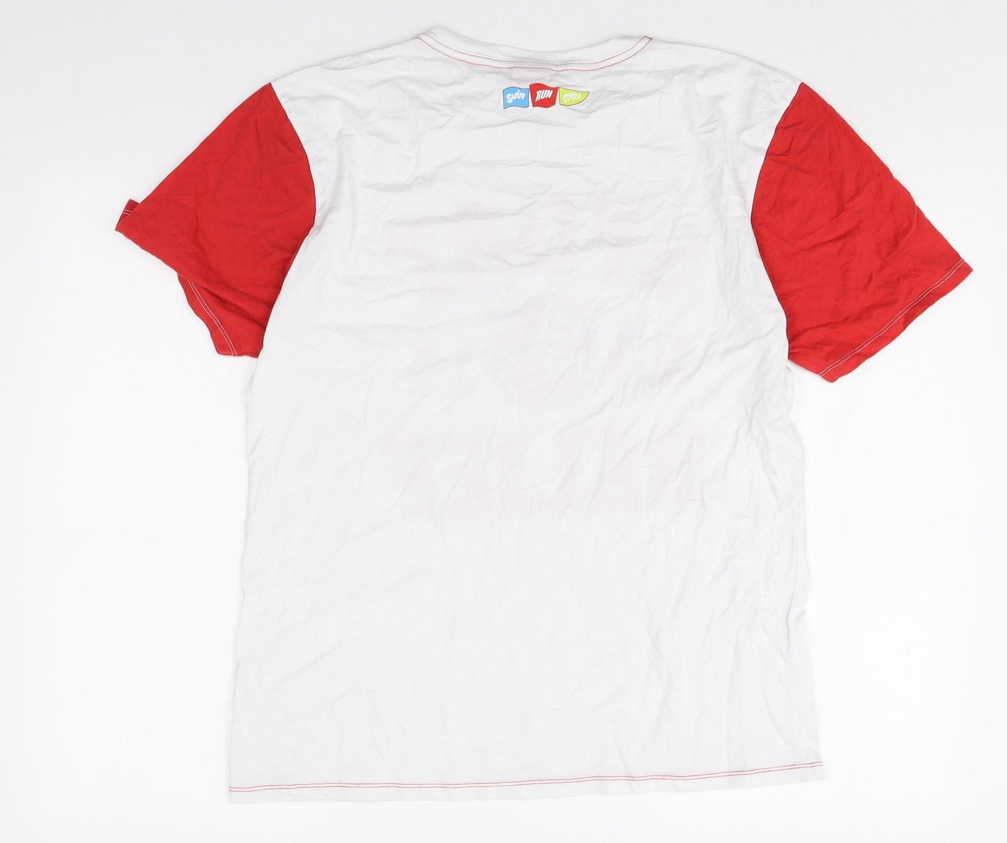 Preworn Mens Multicoloured Cotton T-Shirt Size M Round Neck - Sport Relief