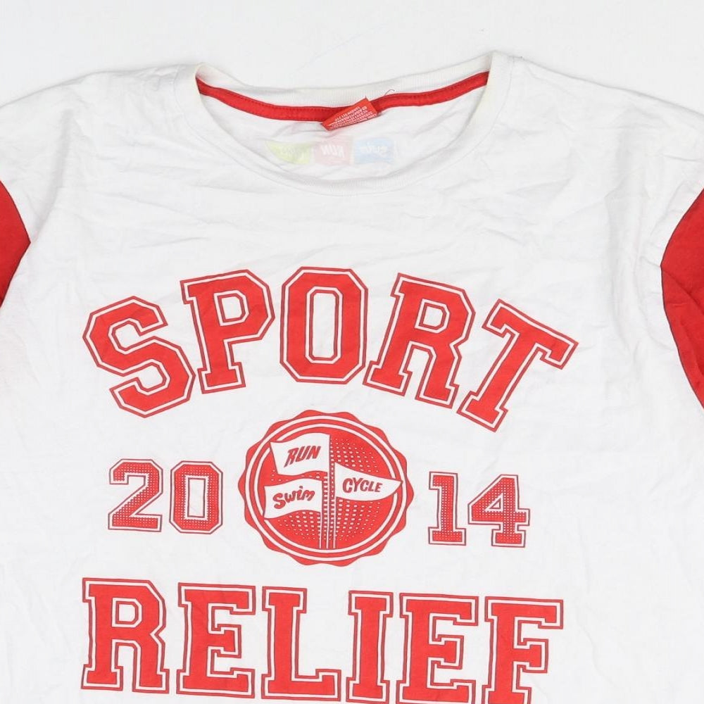 Preworn Mens Multicoloured Cotton T-Shirt Size M Round Neck - Sport Relief