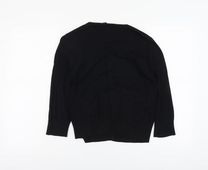 Cable & Gauge Womens Black Round Neck Viscose Cardigan Jumper Size S