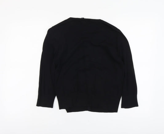 Cable & Gauge Womens Black Round Neck Viscose Cardigan Jumper Size S