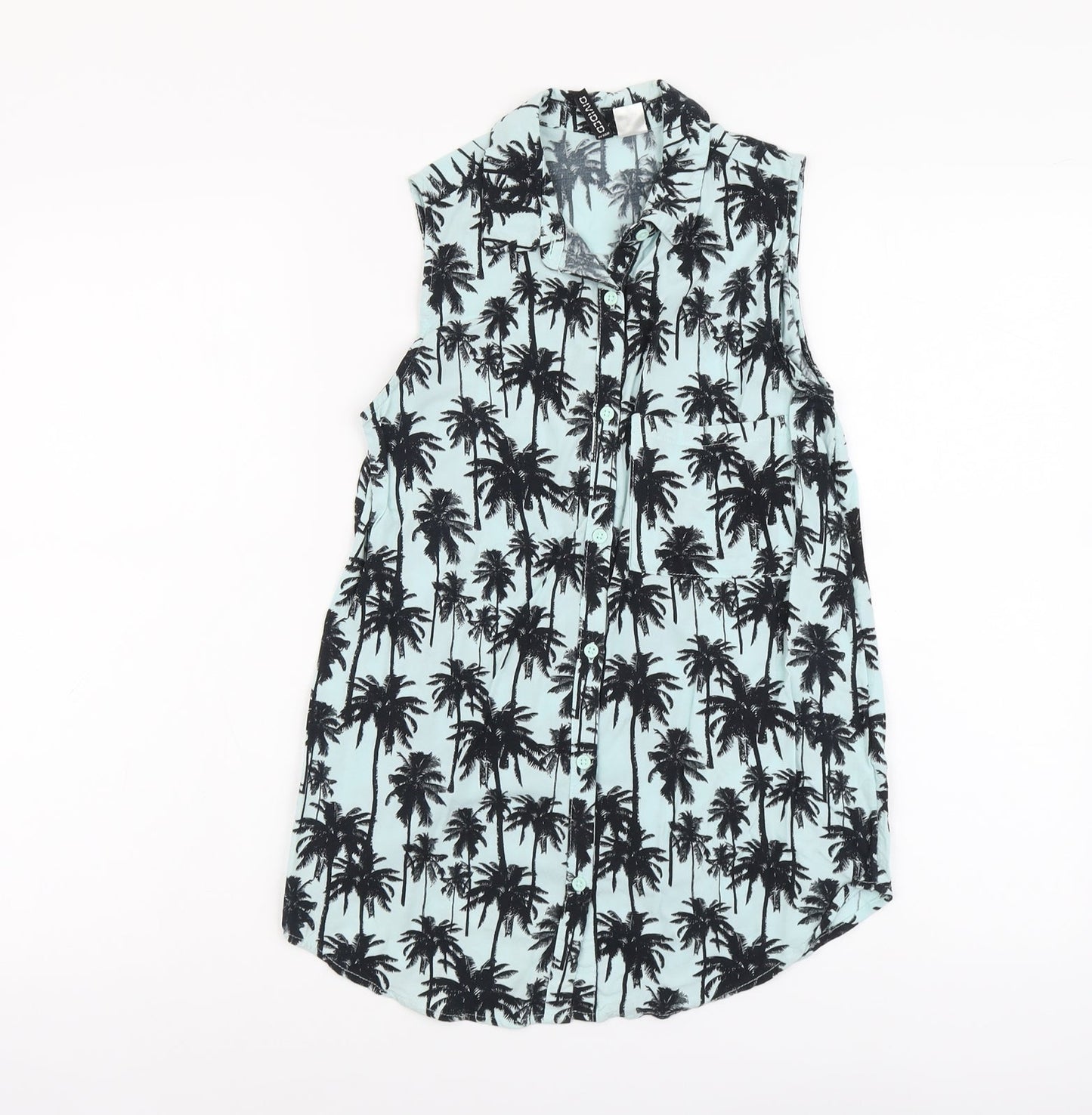 Womens UK Size 4 H&M Blue Basic Button-Up