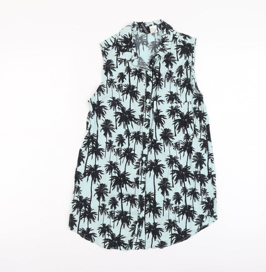 Womens UK Size 4 H&M Blue Basic Button-Up