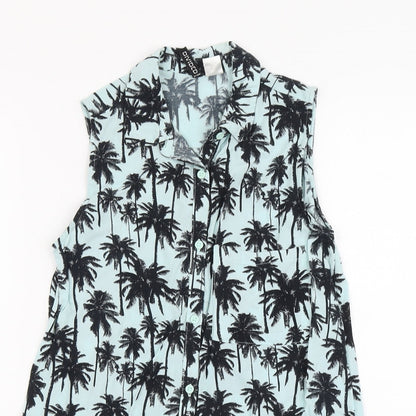 Womens UK Size 4 H&M Blue Basic Button-Up