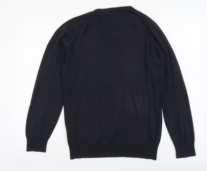 Blue Harbour Mens Beige V-Neck Acrylic Pullover Jumper Size S Long Sleeve