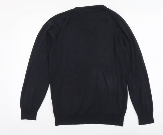 Blue Harbour Mens Beige V-Neck Acrylic Pullover Jumper Size S Long Sleeve