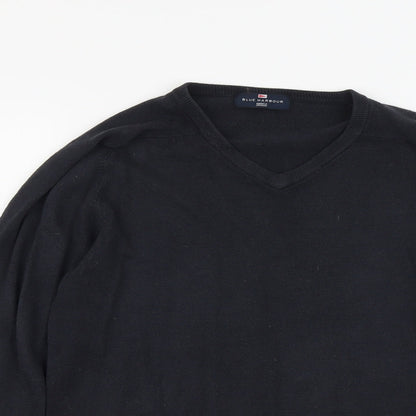 Blue Harbour Mens Beige V-Neck Acrylic Pullover Jumper Size S Long Sleeve