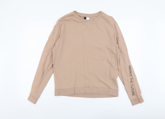H&M Womens Beige Cotton Pullover Sweatshirt Size M Pullover