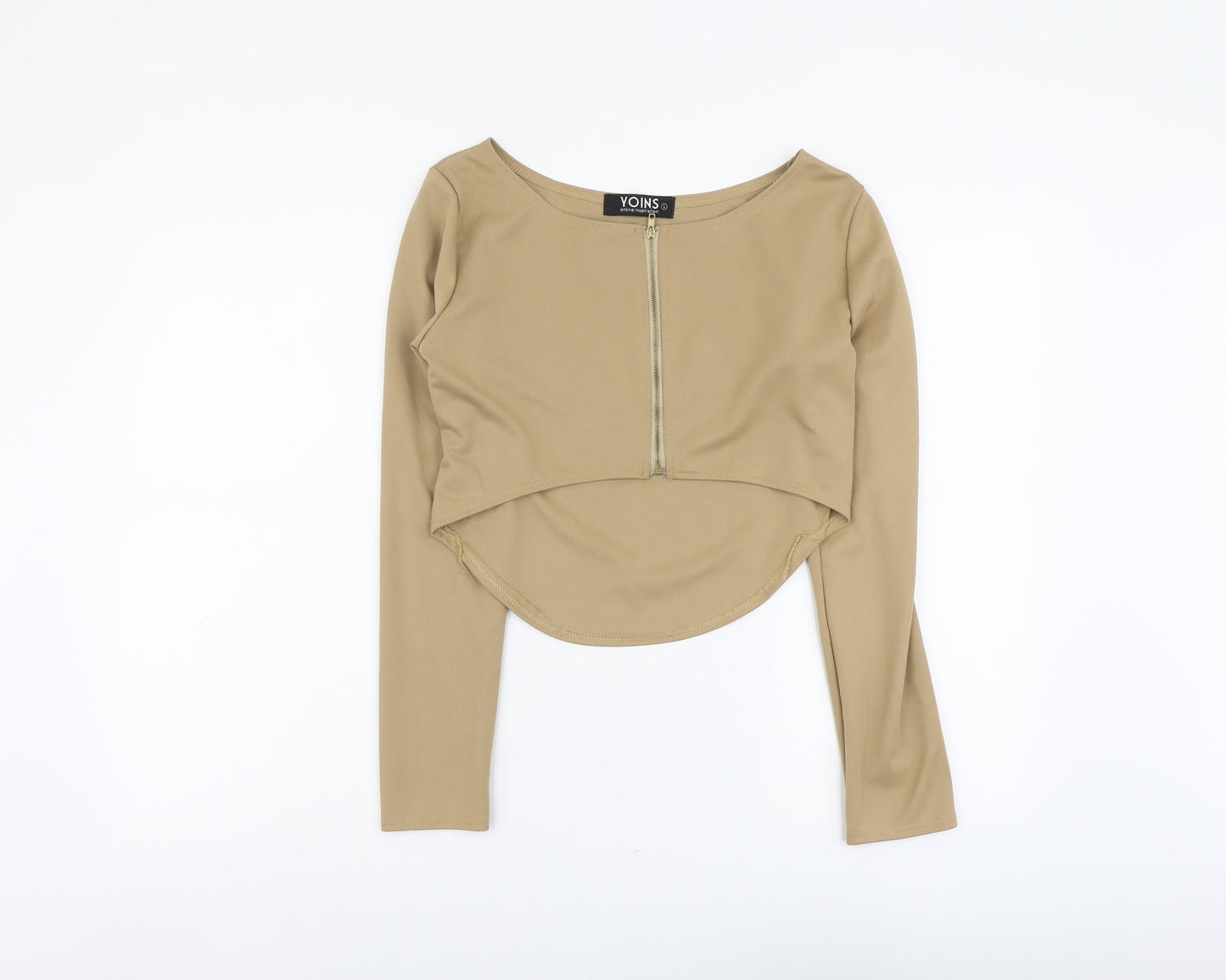 Womens UK Size L Yoins Beige Cropped T-Shirt