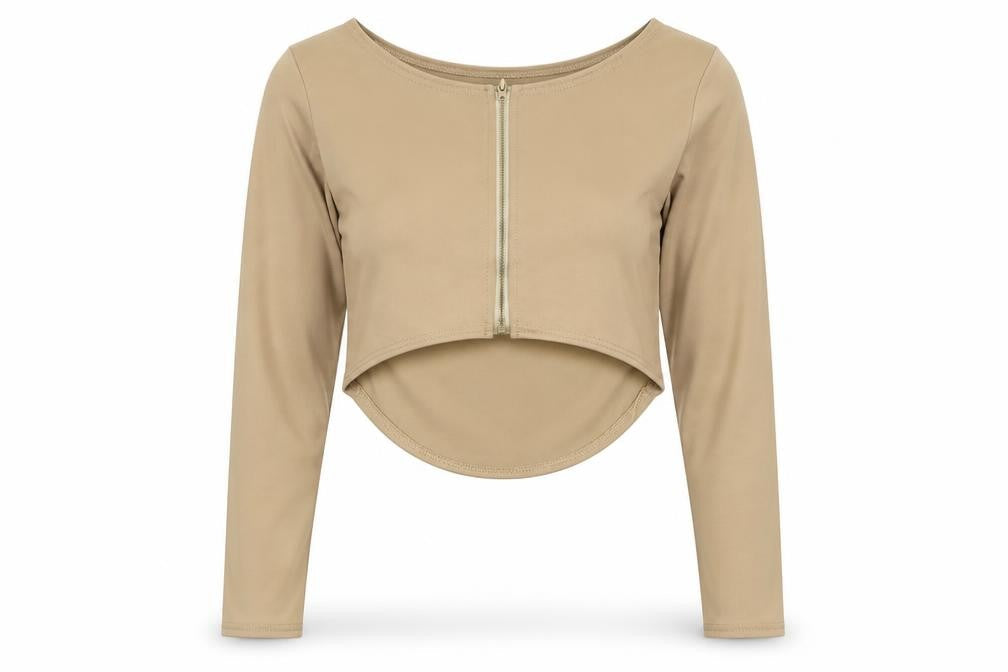 Womens UK Size L Yoins Beige Cropped T-Shirt
