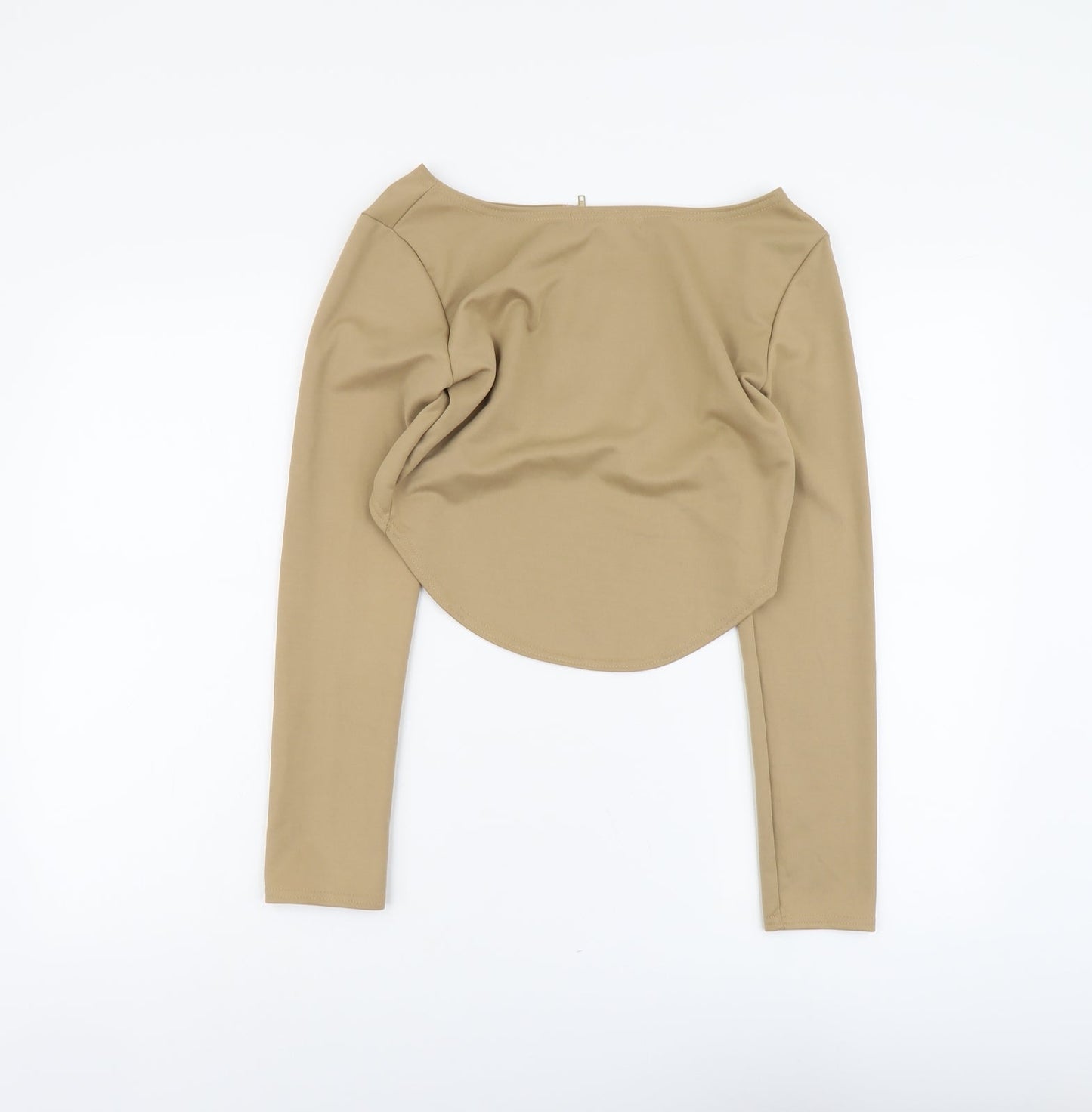 Womens UK Size L Yoins Beige Cropped T-Shirt