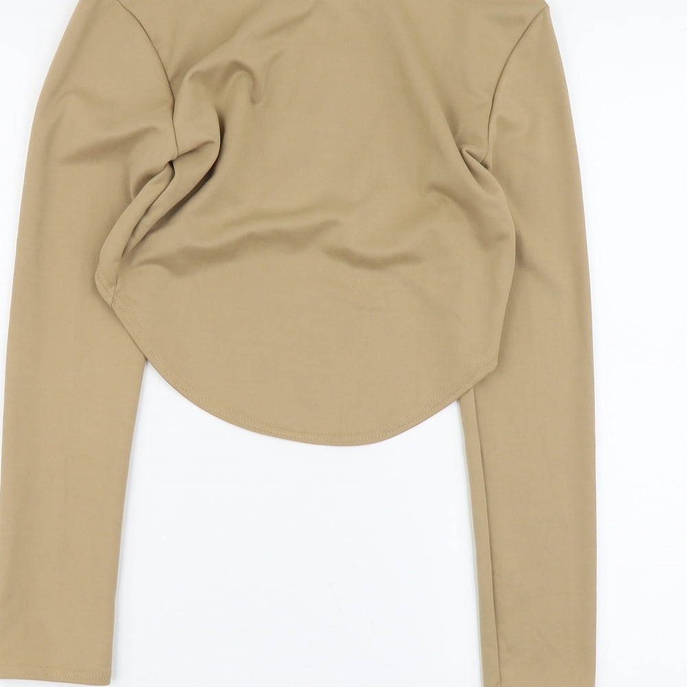 Womens UK Size L Yoins Beige Cropped T-Shirt