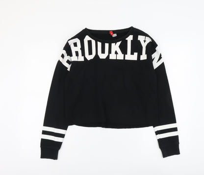 H&M Womens Black Cotton Pullover Sweatshirt Size S Pullover - Brooklyn