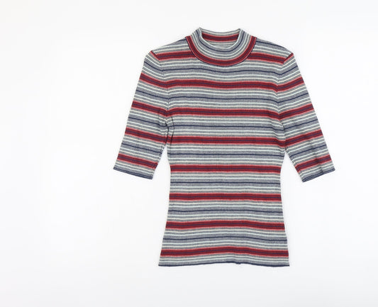 Apricot Womens Multicoloured Round Neck Striped Viscose Pullover Jumper Size 14