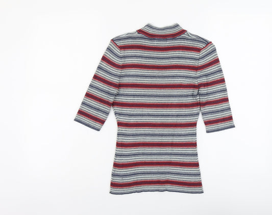 Apricot Womens Multicoloured Round Neck Striped Viscose Pullover Jumper Size 14