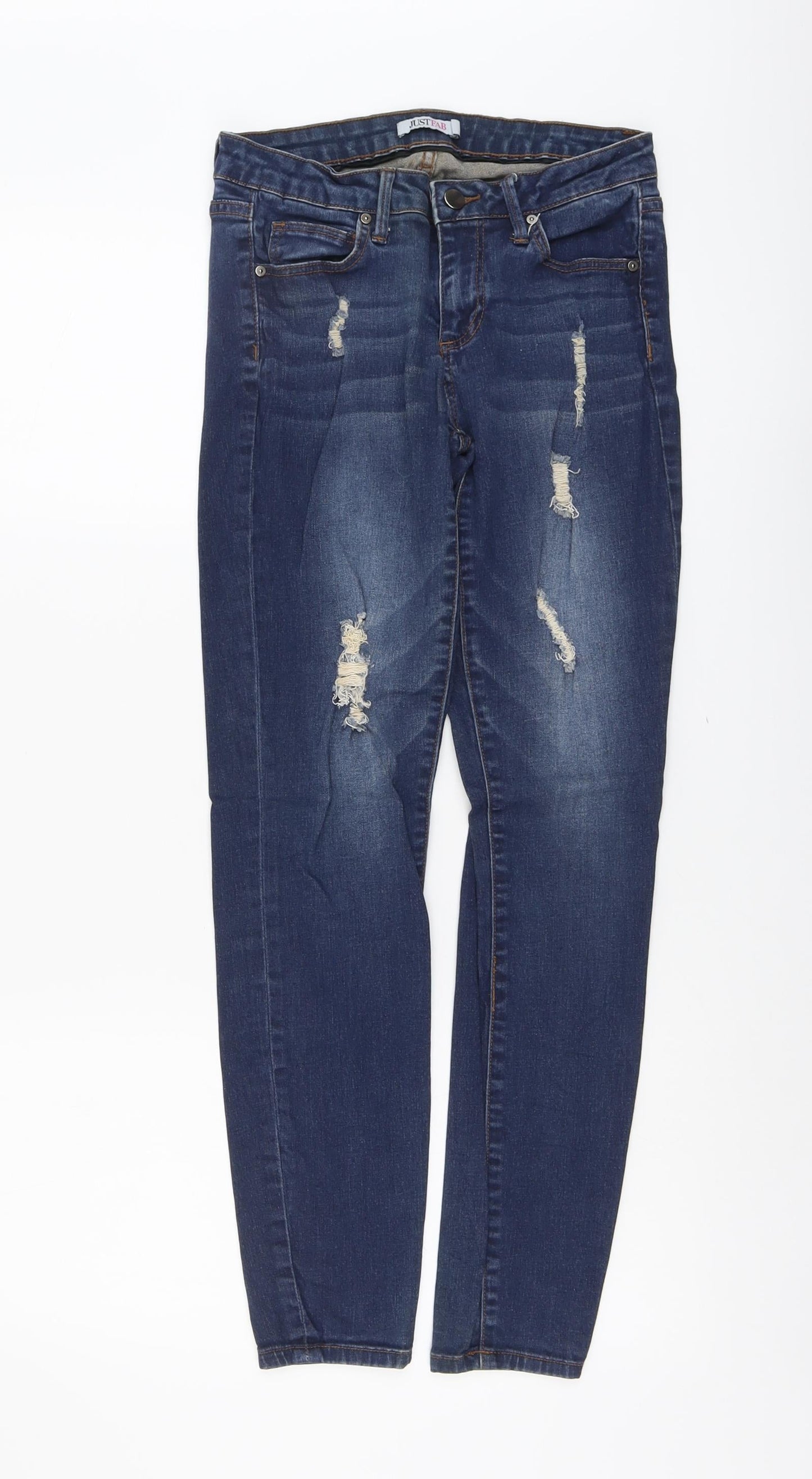 Just Fab Womens Blue Cotton Skinny Jeans Size 26 in L28 in Regular Button