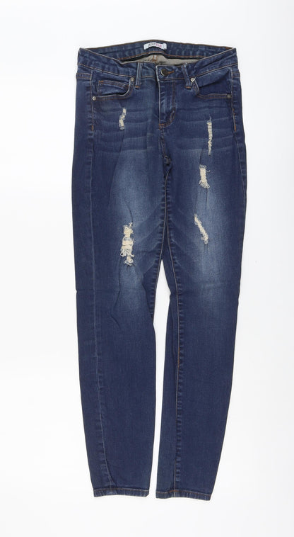 Just Fab Womens Blue Cotton Skinny Jeans Size 26 in L28 in Regular Button