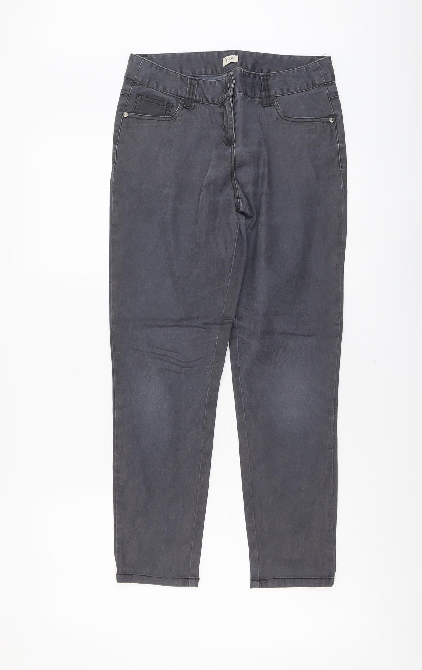 Womens UK Size 10 F&F Regular Fit Skinny Grey Jeans