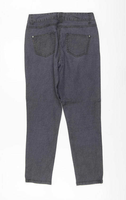 F&F Womens Grey Cotton Skinny Jeans Size 10 L27 in Regular Button