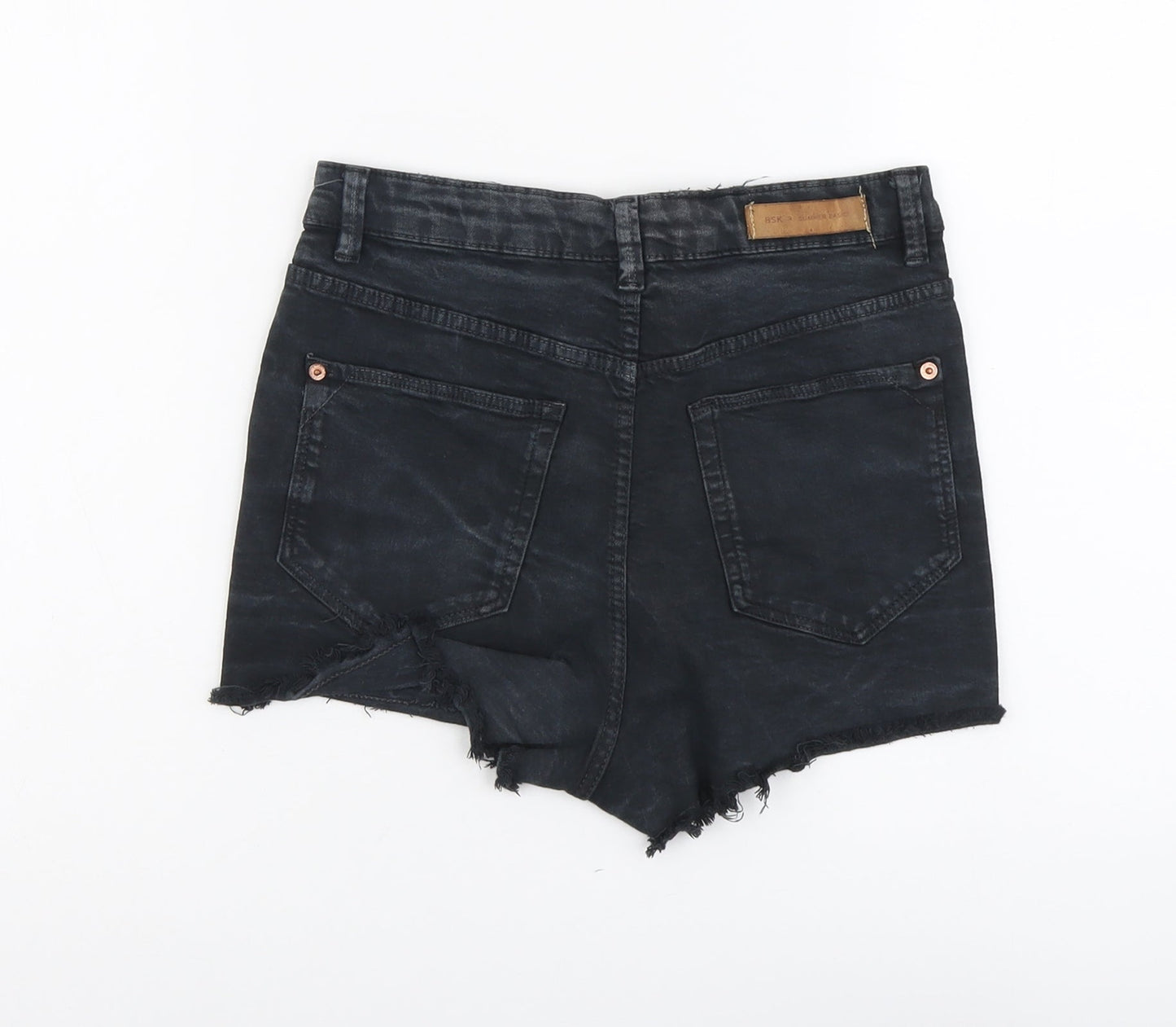 Bershka Womens Black Cotton Hot Pants Shorts Size 8 L3 in Regular Button