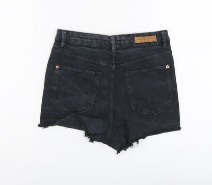 Bershka Womens Black Cotton Hot Pants Shorts Size 8 L3 in Regular Button