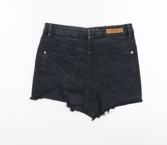 Bershka Womens Black Cotton Hot Pants Shorts Size 8 L3 in Regular Button