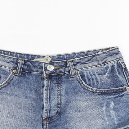 Topshop Womens Blue Cotton Hot Pants Shorts Size 28 in L3 in Regular Button
