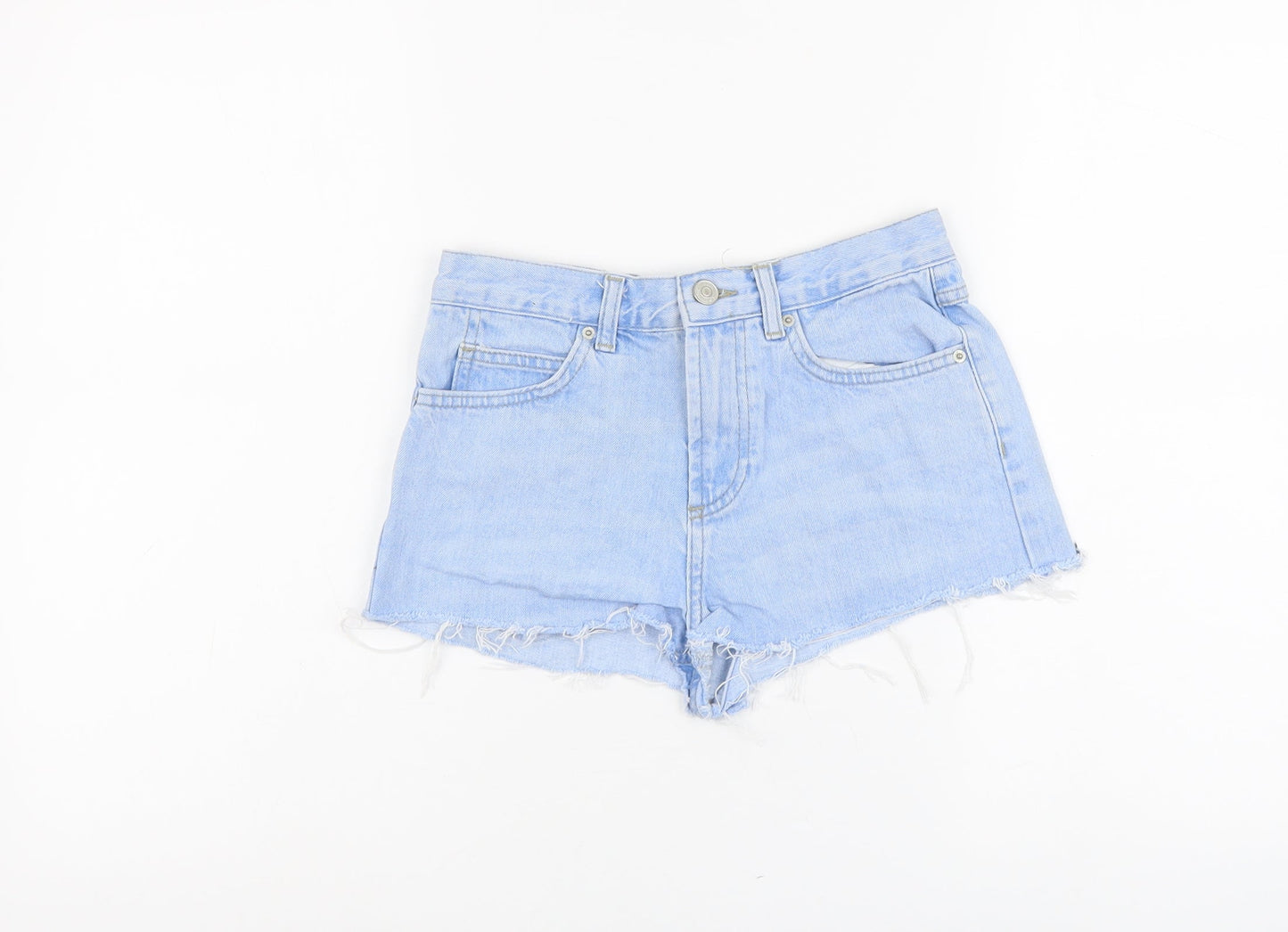 Topshop Womens Blue Cotton Cut-Off Shorts Size 6 L3 in Regular Button