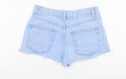 Topshop Womens Blue Cotton Cut-Off Shorts Size 6 L3 in Regular Button