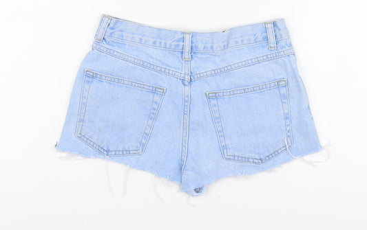 Topshop Womens Blue Cotton Cut-Off Shorts Size 6 L3 in Regular Button