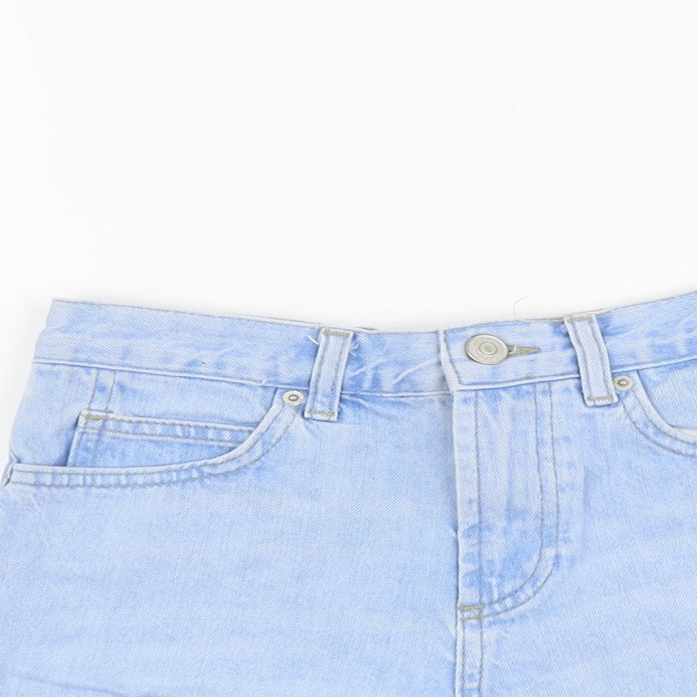 Topshop Womens Blue Cotton Cut-Off Shorts Size 6 L3 in Regular Button