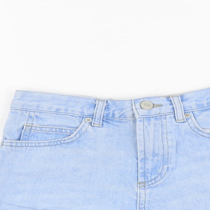 Topshop Womens Blue Cotton Cut-Off Shorts Size 6 L3 in Regular Button