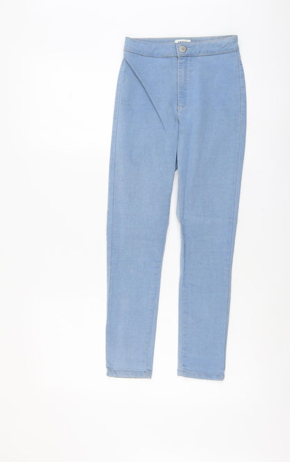 Miss Selfridge Womens Blue Cotton Skinny Jeans Size 8 L24 in Regular Button