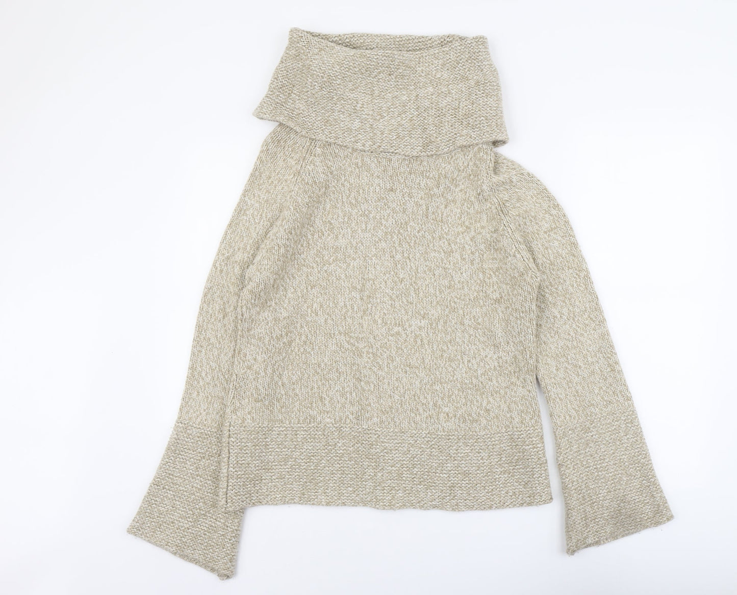 White Edition Womens Beige Roll Neck Acrylic Pullover Jumper Size 16