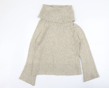 White Edition Womens Beige Roll Neck Acrylic Pullover Jumper Size 16