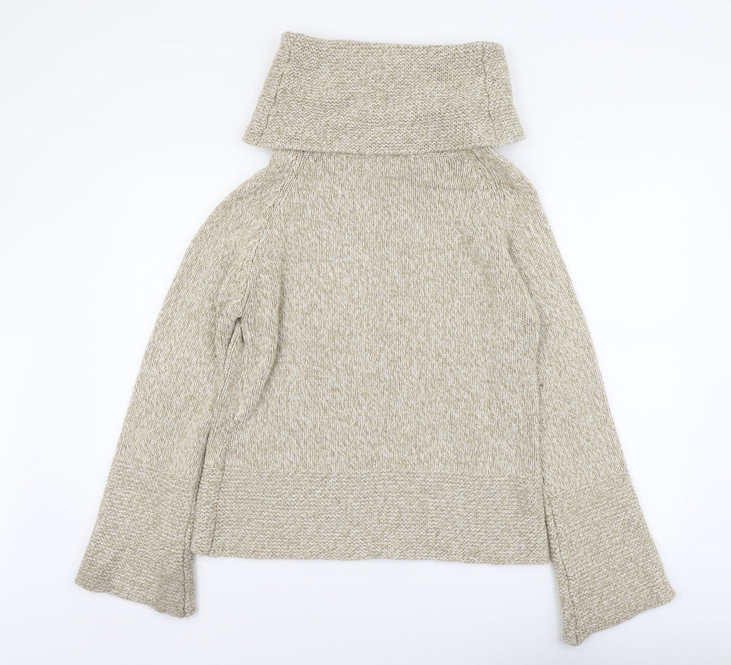 White Edition Womens Beige Roll Neck Acrylic Pullover Jumper Size 16
