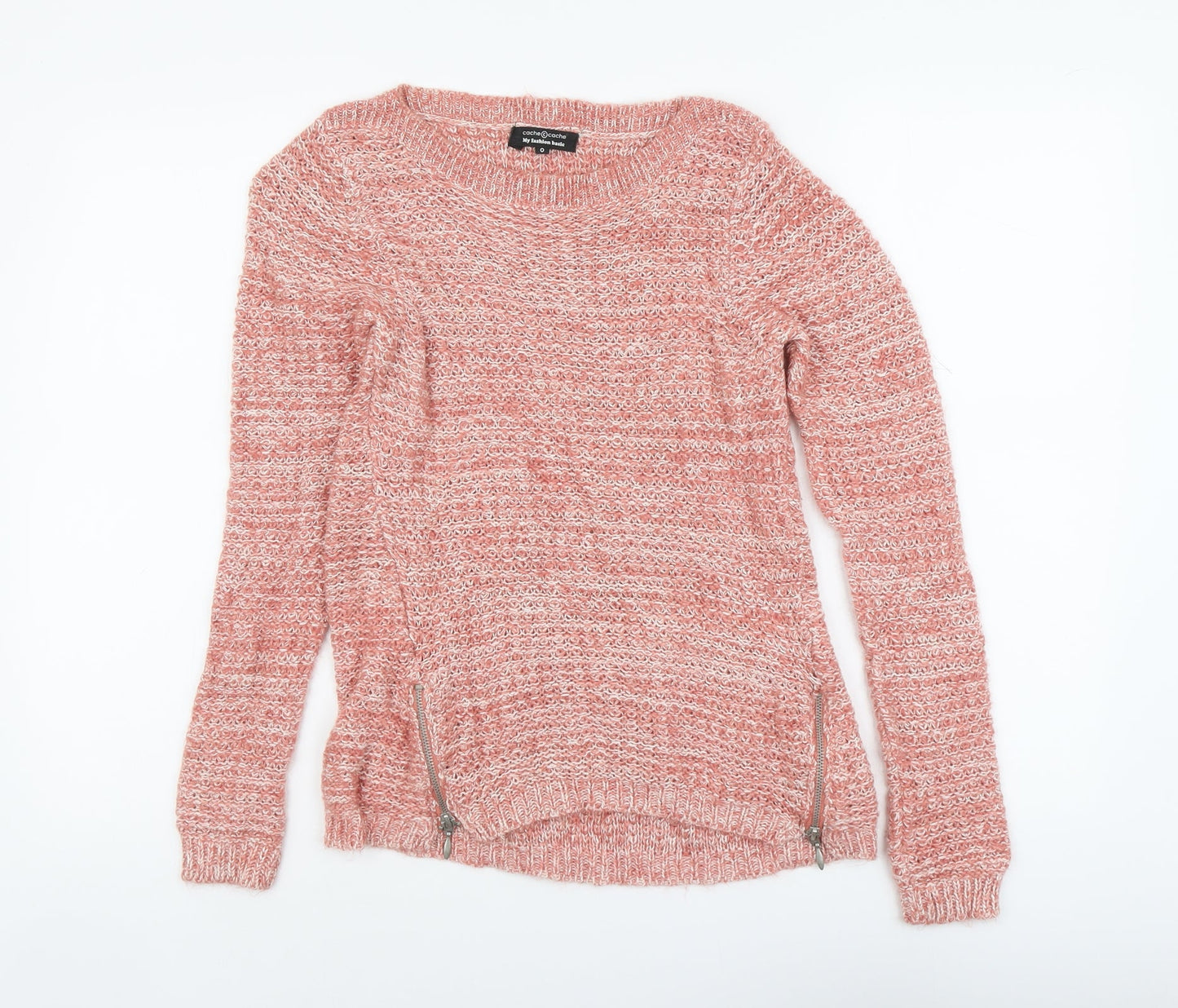 Coache Womens Pink Round Neck Acrylic Pullover Jumper Size 2XS