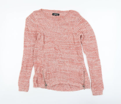 Coache Womens Pink Round Neck Acrylic Pullover Jumper Size 2XS