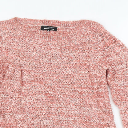 Coache Womens Pink Round Neck Acrylic Pullover Jumper Size 2XS