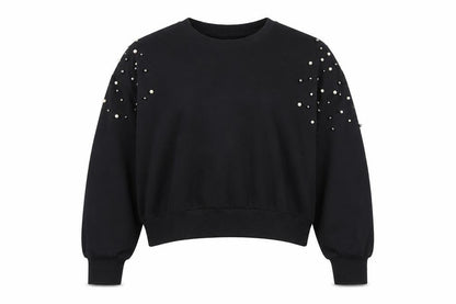 New Look Womens Black Cotton Pullover Sweatshirt Size 6 Pullover